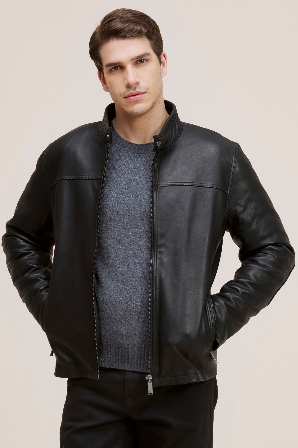 BOWEN - Genuine Lamb Leather Moto Bomber Bio Down Insulation – Danier