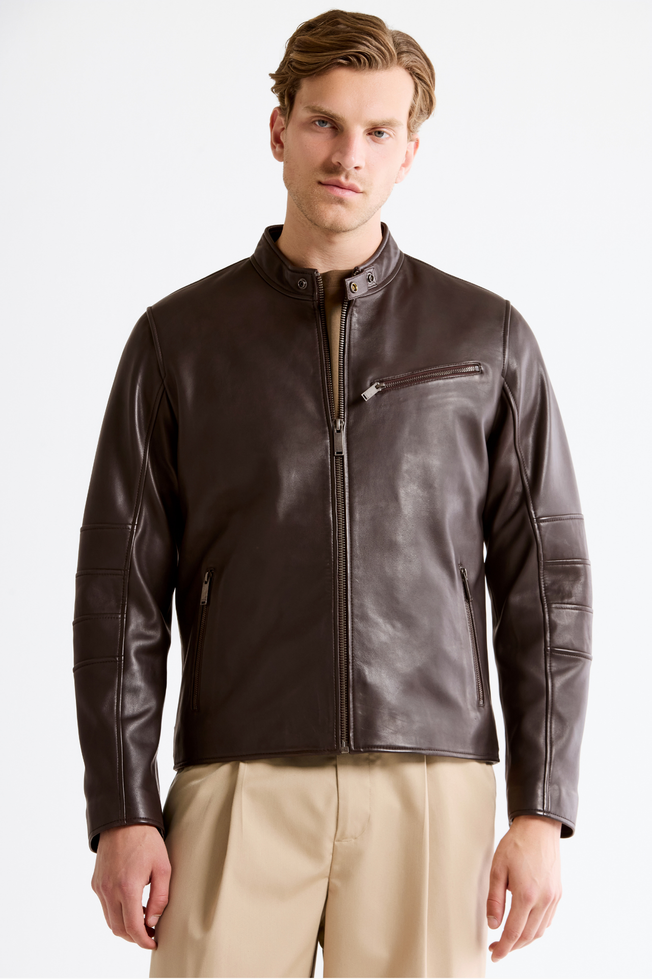 CORBAN Genuine Lamb Leather Bomber Jacket