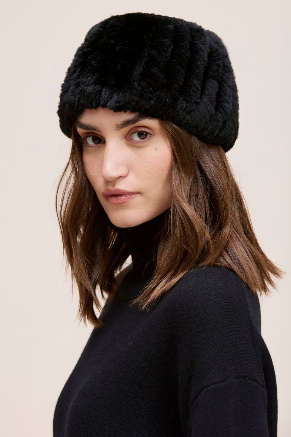 SHEYLA Genuine Fur Headband Hat