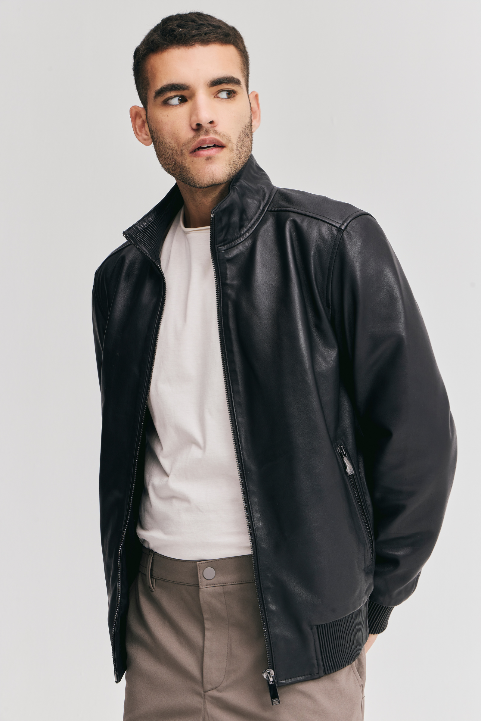 ASHER Genuine Leather Bomber Jacket