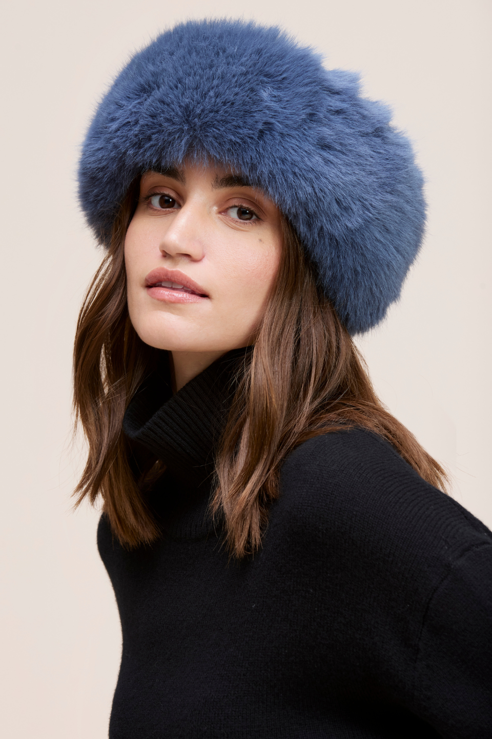 LILIAN FAUX FUR HEAD BAND WITH ELASTIC BAND AT BACK