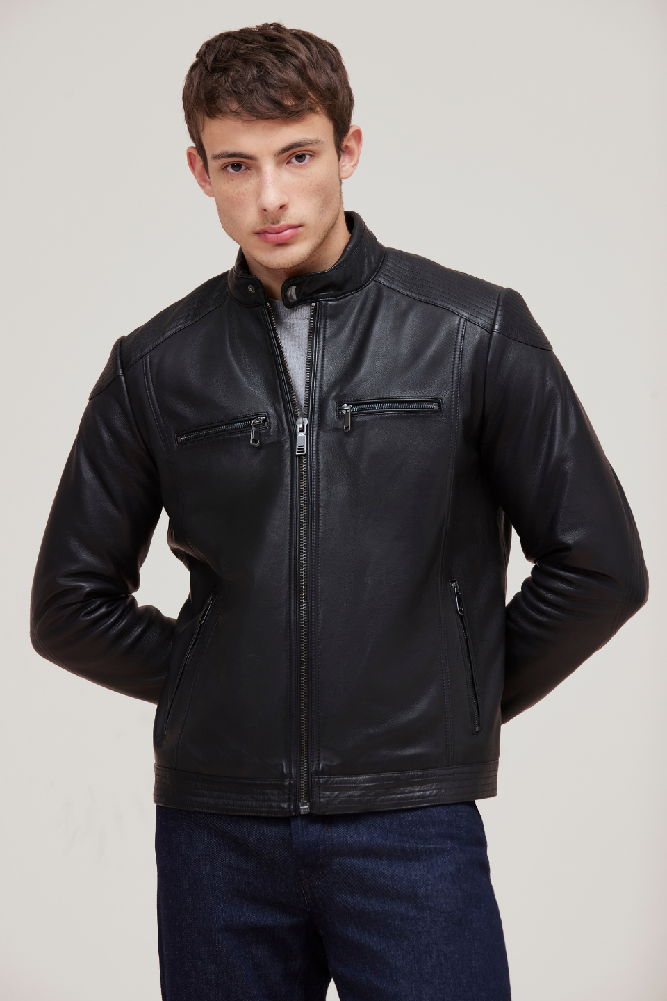 SHANE ZIP FRONT JACKET WITH ZIPPER CHEST POCKETS