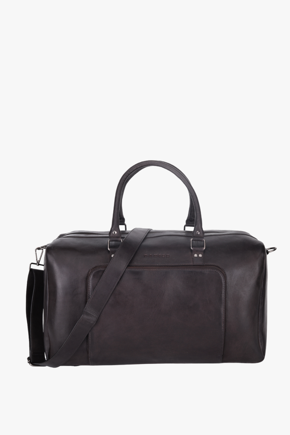 BOSTON LEATHER DUFFEL BAG W/LARGE ZIPPER POCKETS