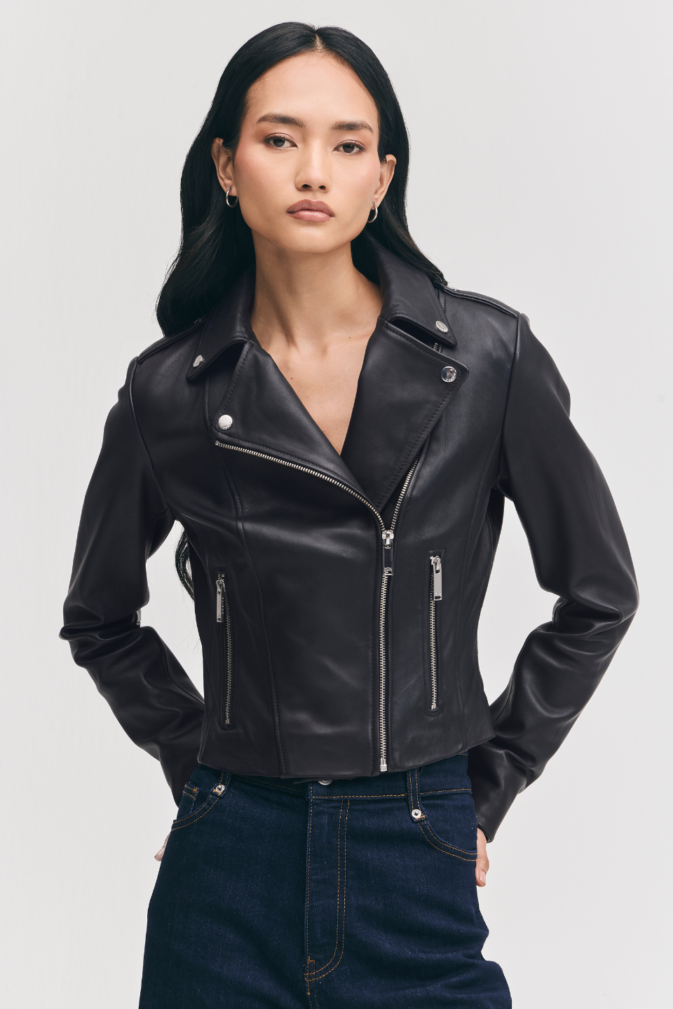 DARIA Genuine Butter Soft Lamb Leather Biker Jacket
