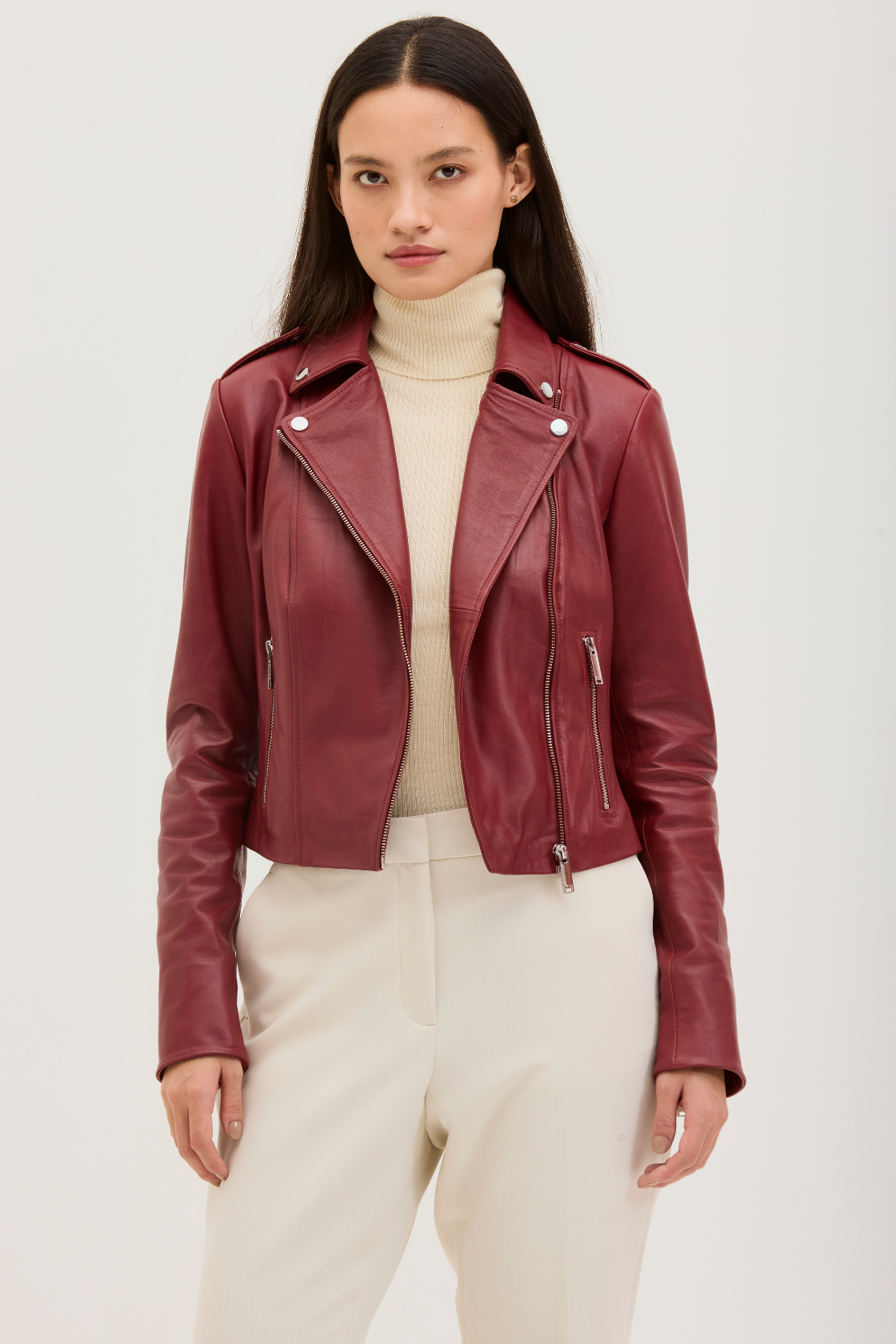 DARIA Genuine Butter Soft Lamb Leather Biker Jacket