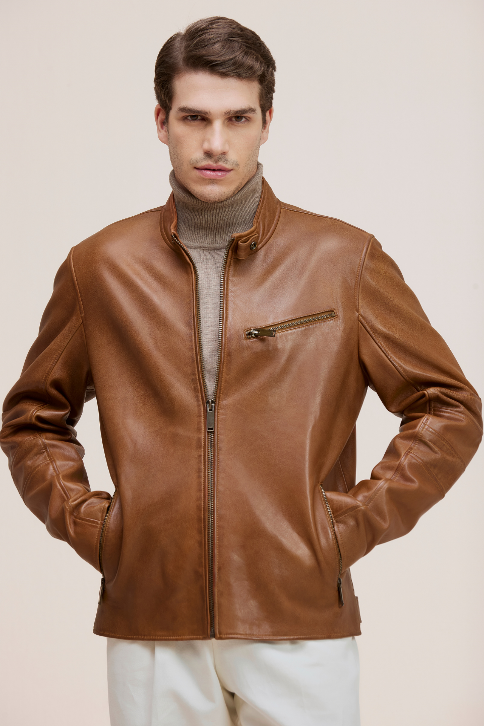 CORBAN Genuine Lamb Leather Bomber Jacket