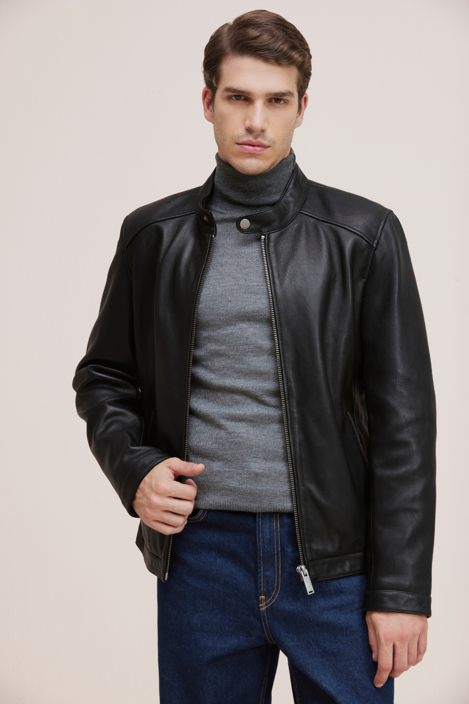 CAMDEN2 Genuine Lamb Leather Bomber Jacket