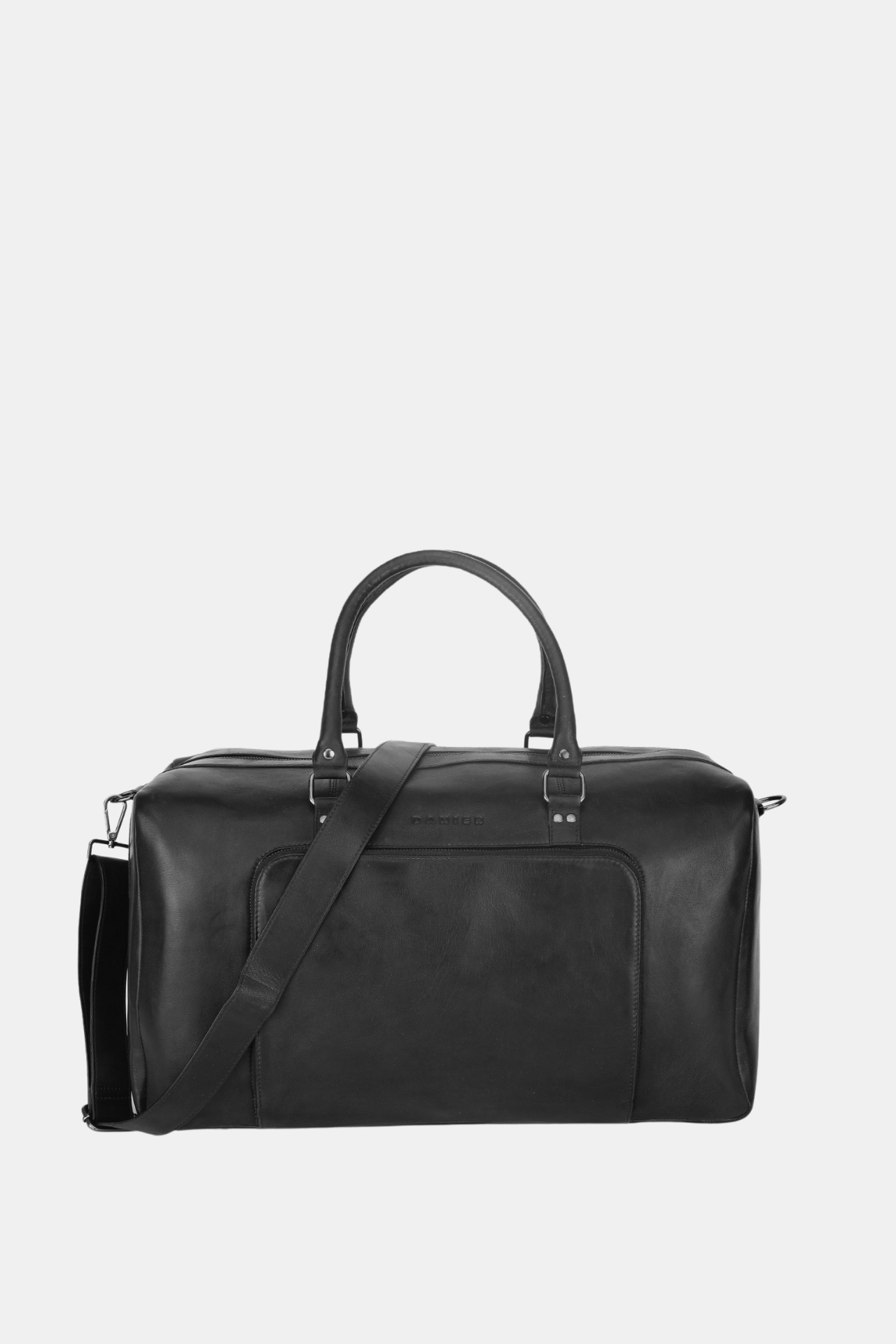 BOSTON LEATHER DUFFEL BAG WITH LARGE ZIPPER POCKETS