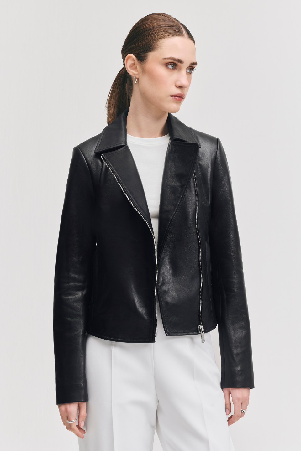 KYLA Genuine Butter Soft Lamb Leather Sophisticated Biker Jacket