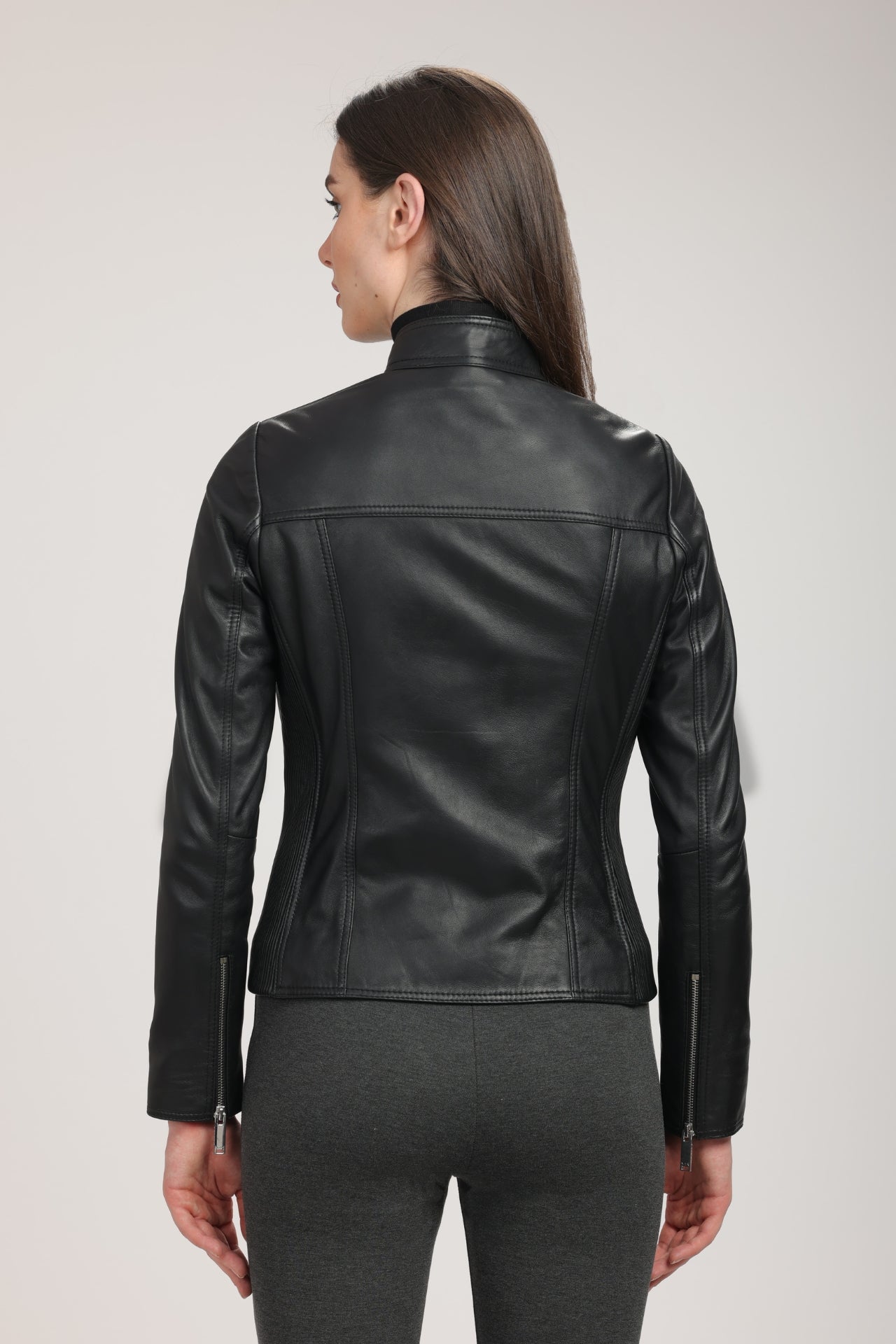 MAGALIE - Genuine Butter Soft Lamb Leather Classic Moto Bomber Jacket ...