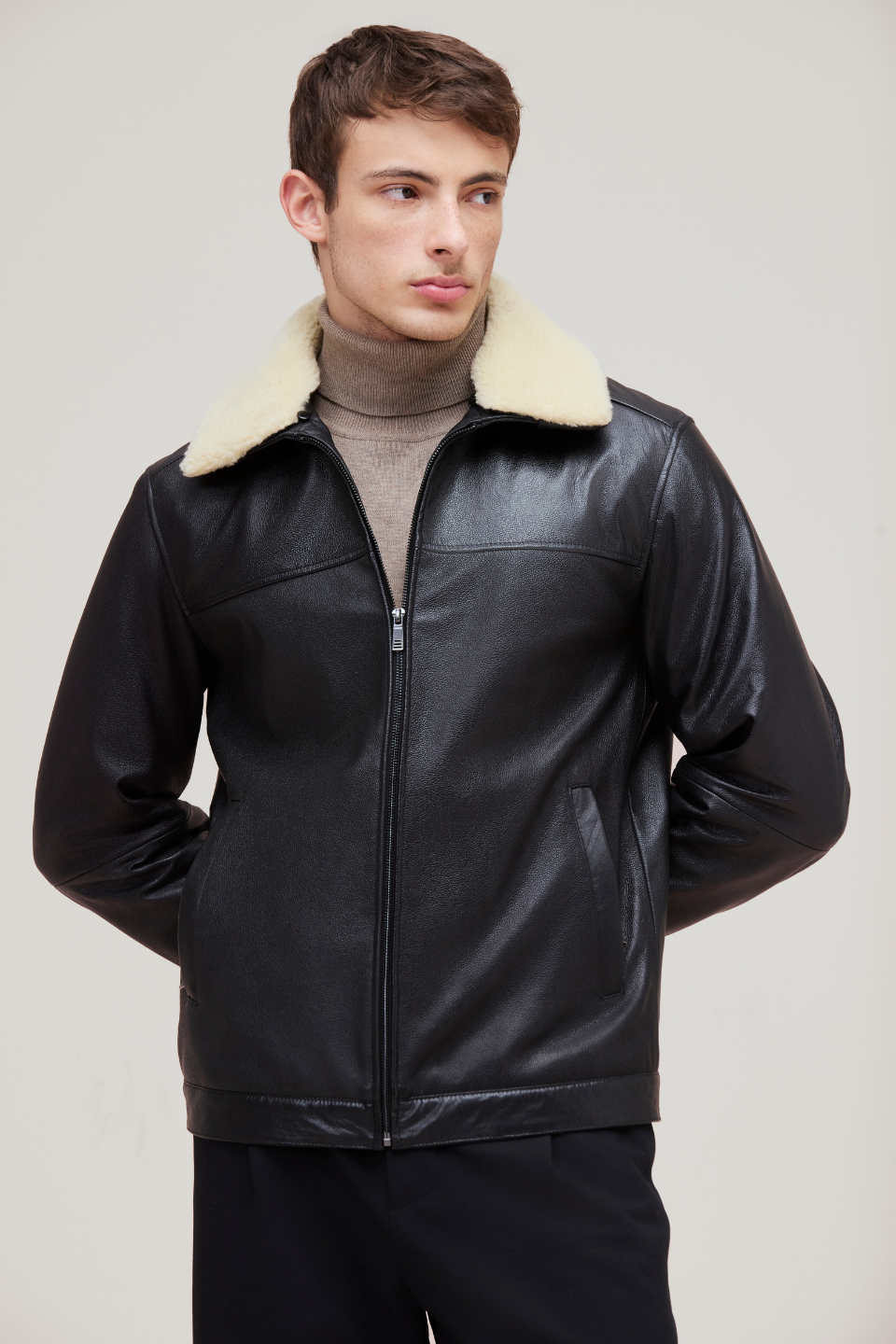 ROGER - ZIP FRONT BOMBER WITH SHEEPSKIN COLLAR – Danier