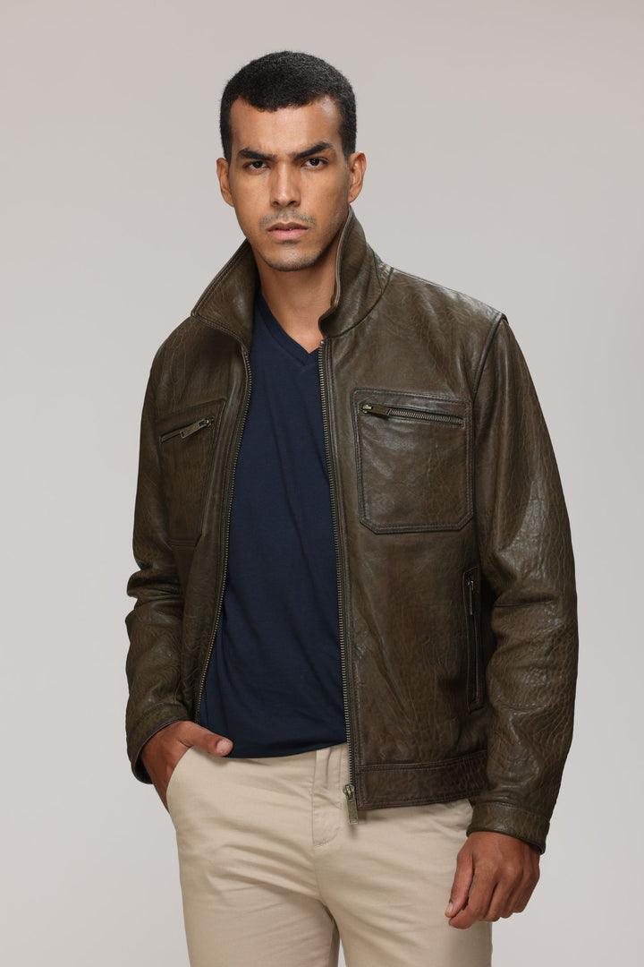 Danier Brown Bomber Leather Jacket offers - Size M