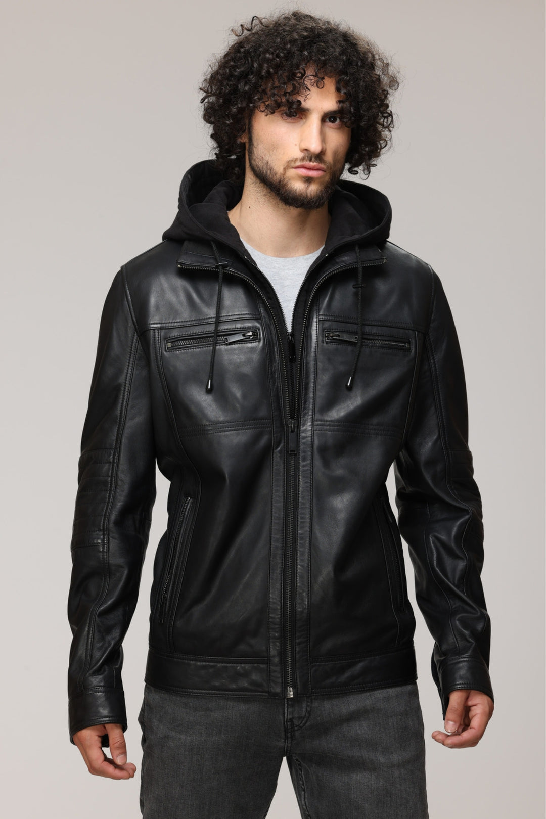 Black real leather jacket best sale