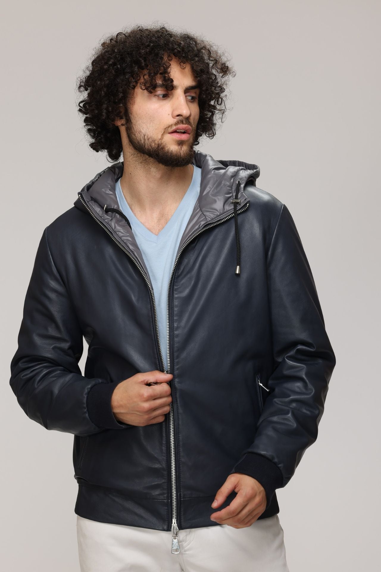 RYLEY Genuine Leather Hooded Bomber Jacket – Danier