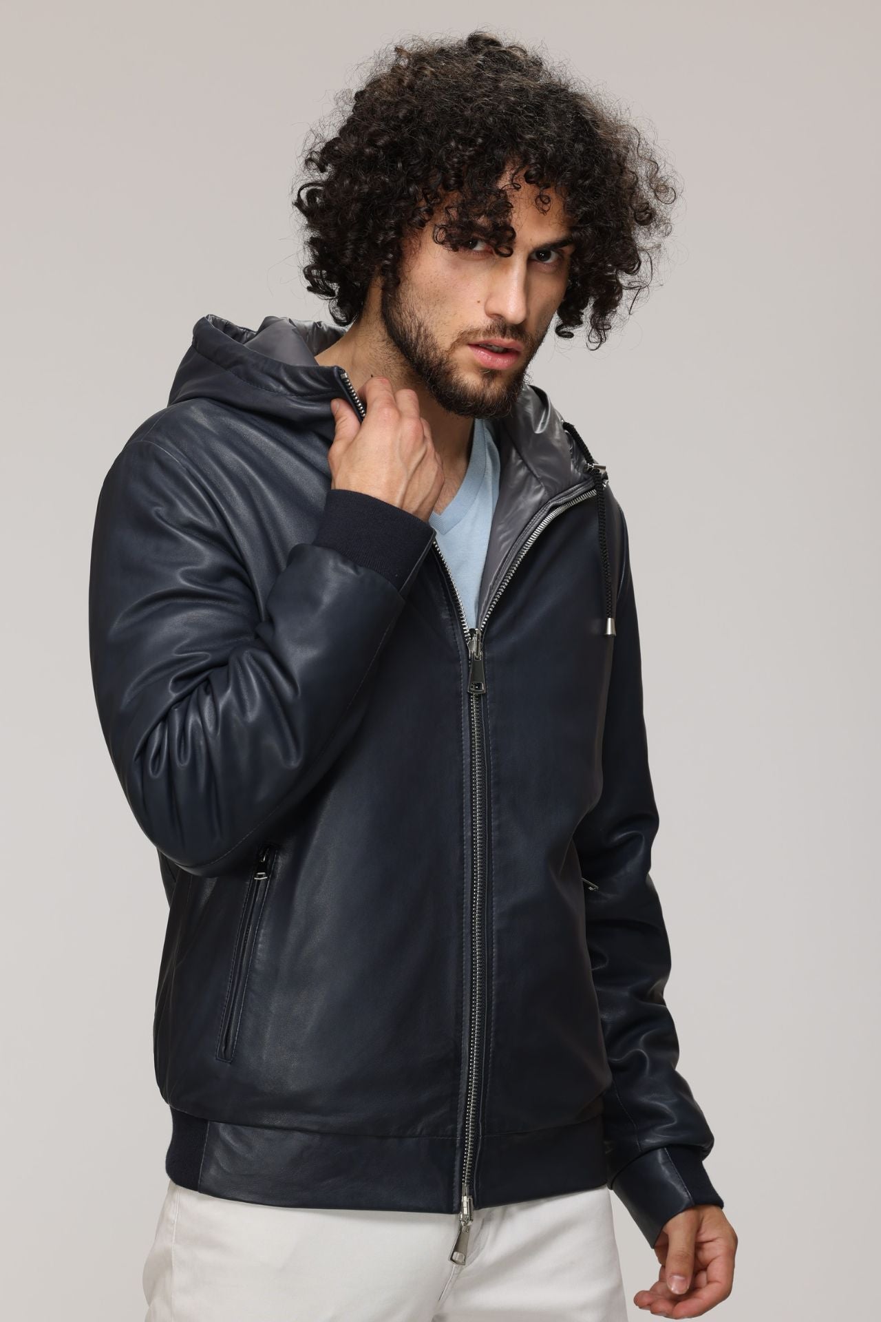 RYLEY Genuine Leather Hooded Bomber Jacket – Danier