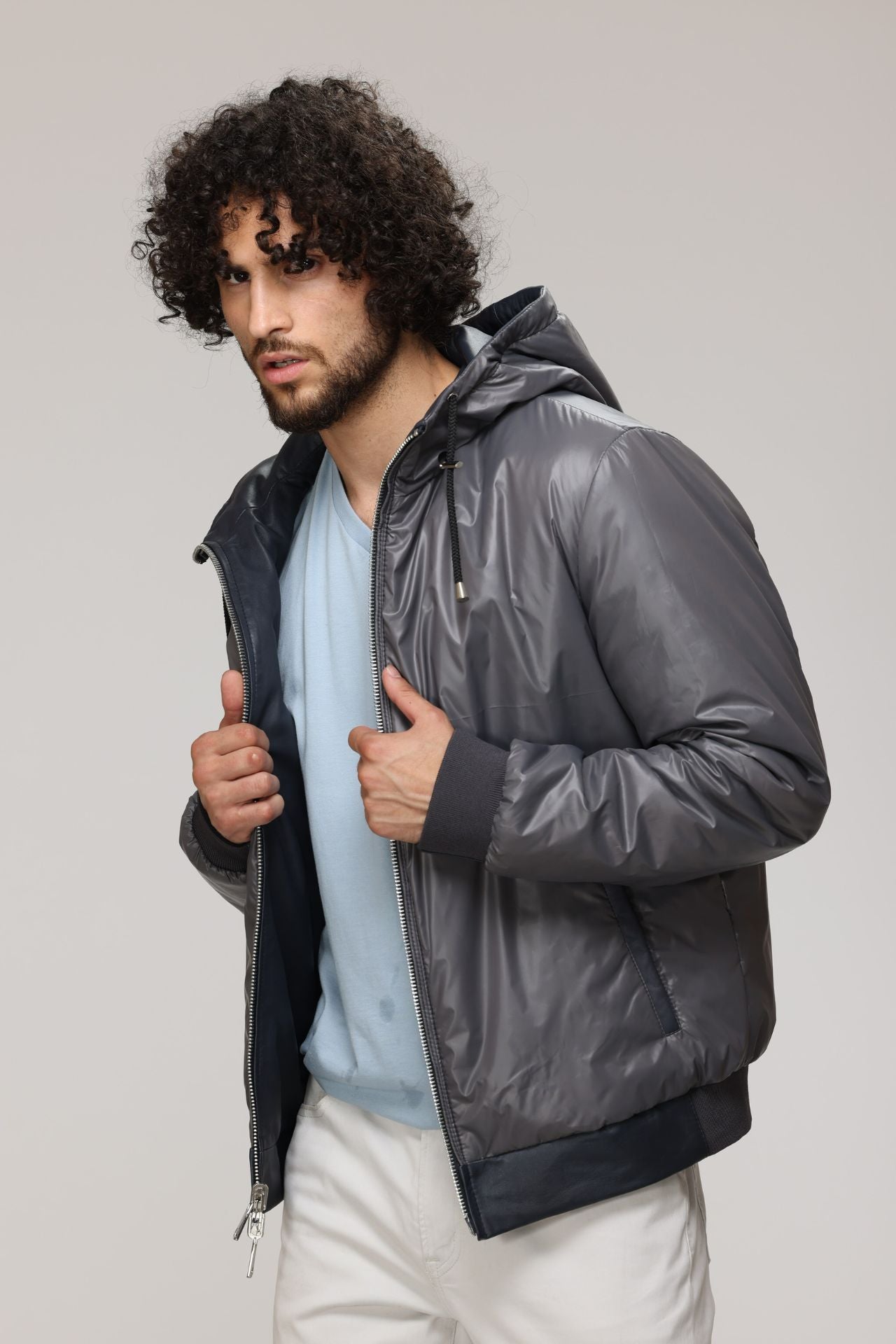 RYLEY Genuine Leather Hooded Bomber Jacket – Danier