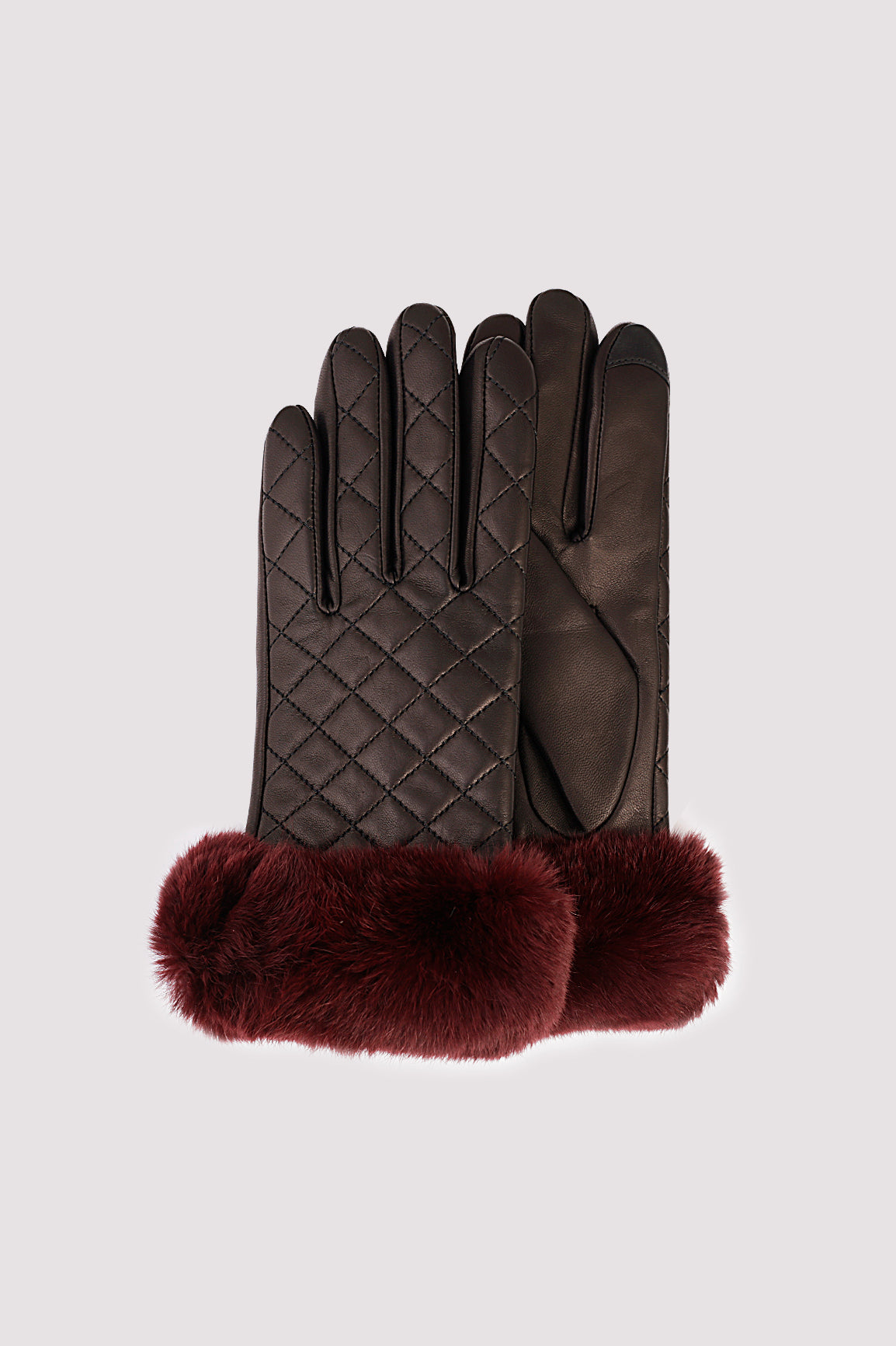 BRITTANY - Genuine Butter Soft Lambskin Leather Gloves With Fur Trim ...