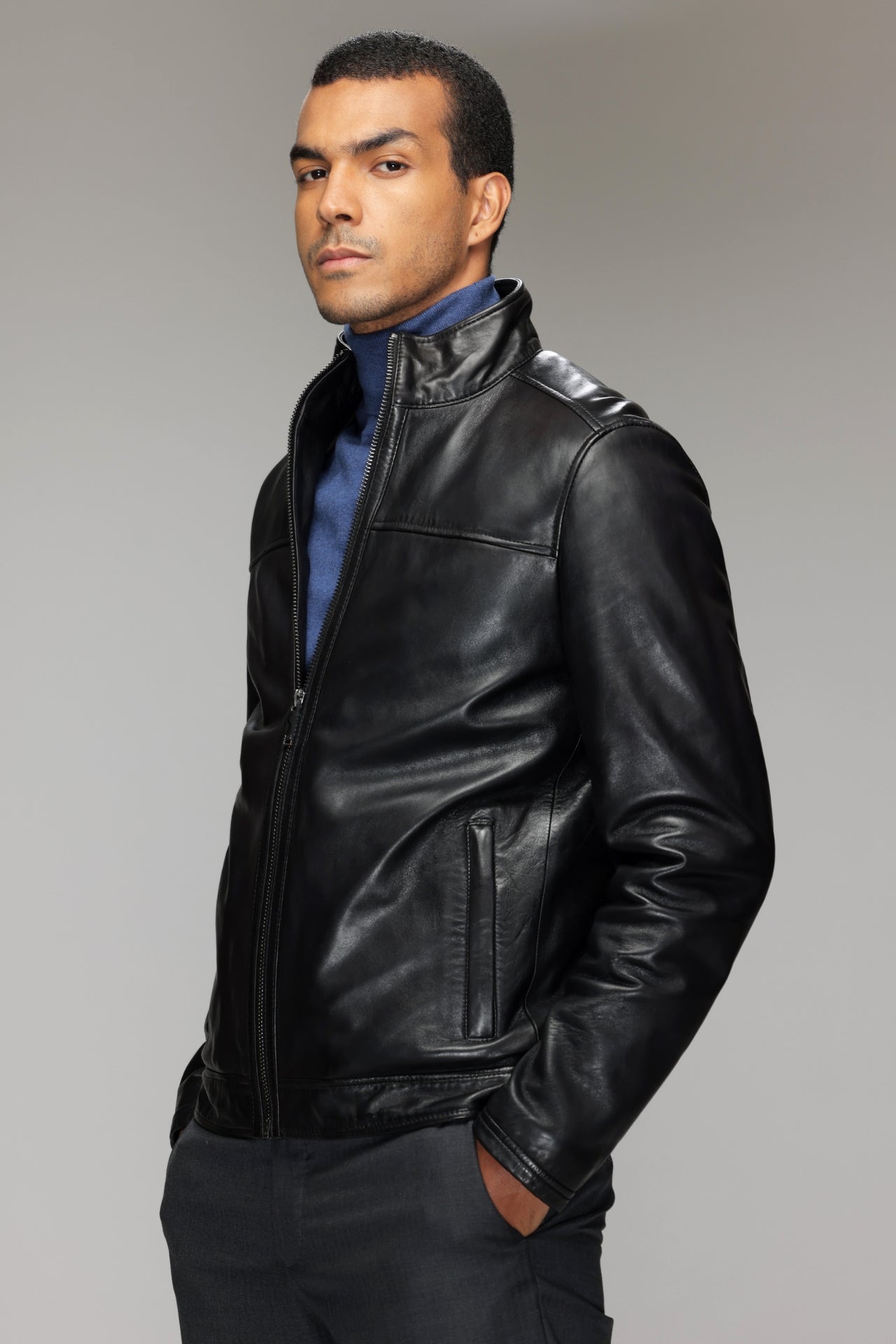NATE - Genuine Leather Bomber Jacket Stand Collar Slim Cut – Danier